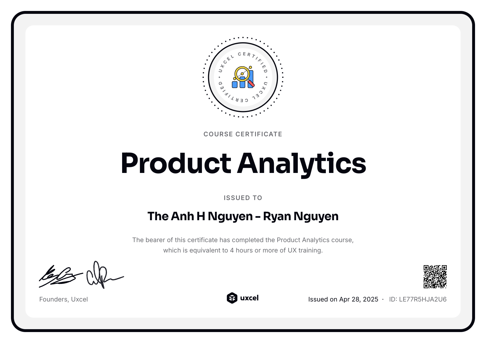 The Anh H Nguyen - Ryan Nguyen's certificate